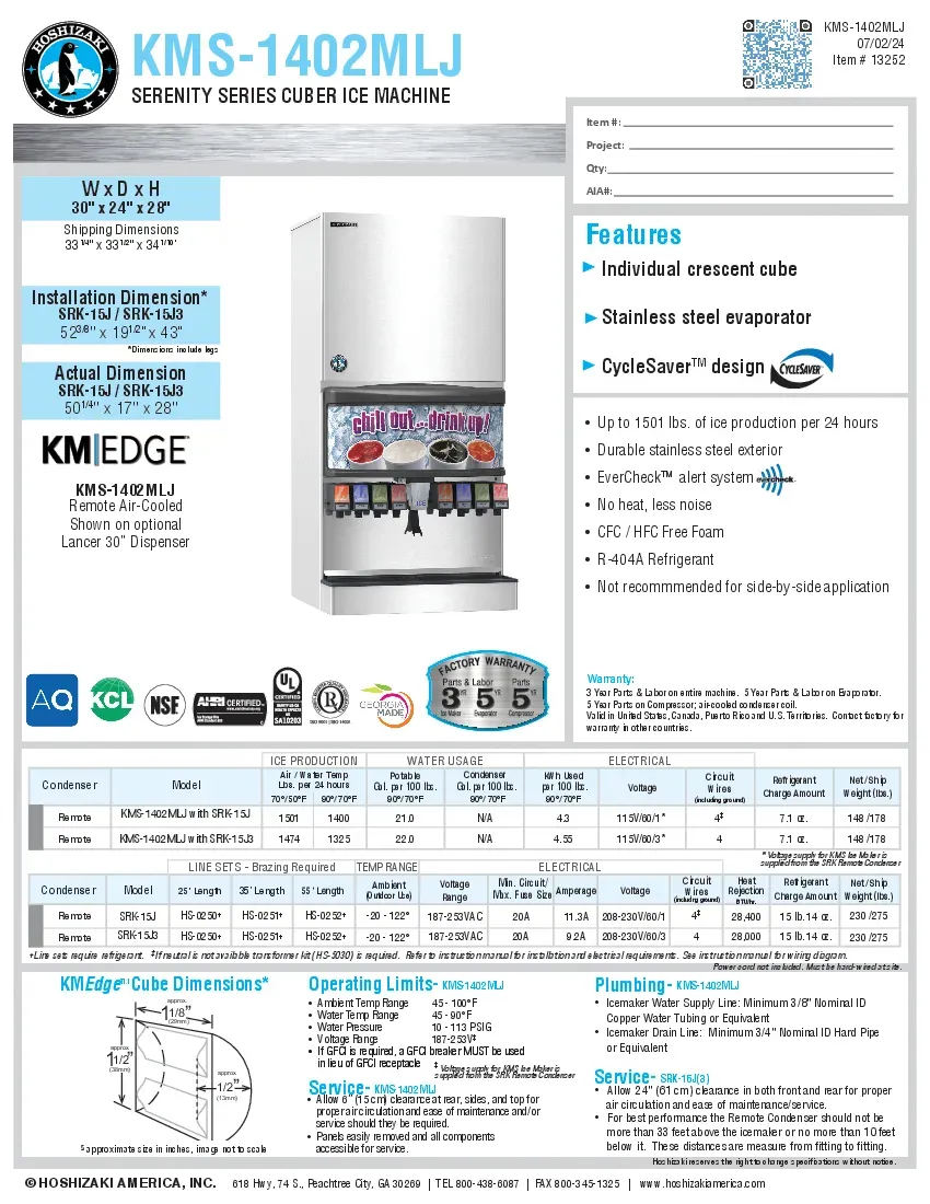 hoshizaki-kms-1402mlj-ice-maker-cube-style-crescent-cube-style-specsheet-260719jd44ek.pdf